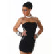 Black Ruched Embellished Strapless Mini  / Club Dress