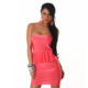 Coral Pink Peplum Strapless Mini  / Club Dress