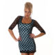 Teal & Black Polka Dot Crochet Cut Out Mini Dress or Tunic