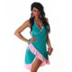 Sea Green & Pink Summer Halter Wrap Exotic Salsa Halter Sun Dress