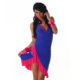 Royal Blue & Pink Summer Halter Wrap Exotic Salsa Halter Sun Dress