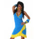 Blue and Yellow Summer Halter Wrap Exotic Salsa Halter Sun Dress