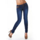 Dark Blue Skinny Fashion Jeans Pants with Tan Leather Accents with Stretch by Toxik3
