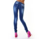 Light Blue Stonewash Skinny Fashion Blue Jeans Pants with Rhinestone Details & Stretch by VIP Look