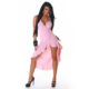 Baby Pink Dramatic Halter Exotic Salsa Wrap Hi-Low  Dress