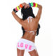 Little White & Hot Pink "LOVE" Athletic Mini Sweat Shorts with Drawstring Detail