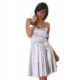 Silver Corset Back Strapless Formal   Dress