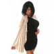 Sleek Black and Champaign Beige Grecian One Shoulder Draped  Mini Dress