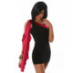 Sleek Black and Fusha Grecian One Shoulder Draped  Mini Dress