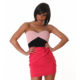 Strapless Bandage Layered Color Block Pink & Black Mini  Club Dress