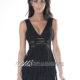 SMALL - Black Fringe Bronze Accented Bandage Dress -LAST ONE